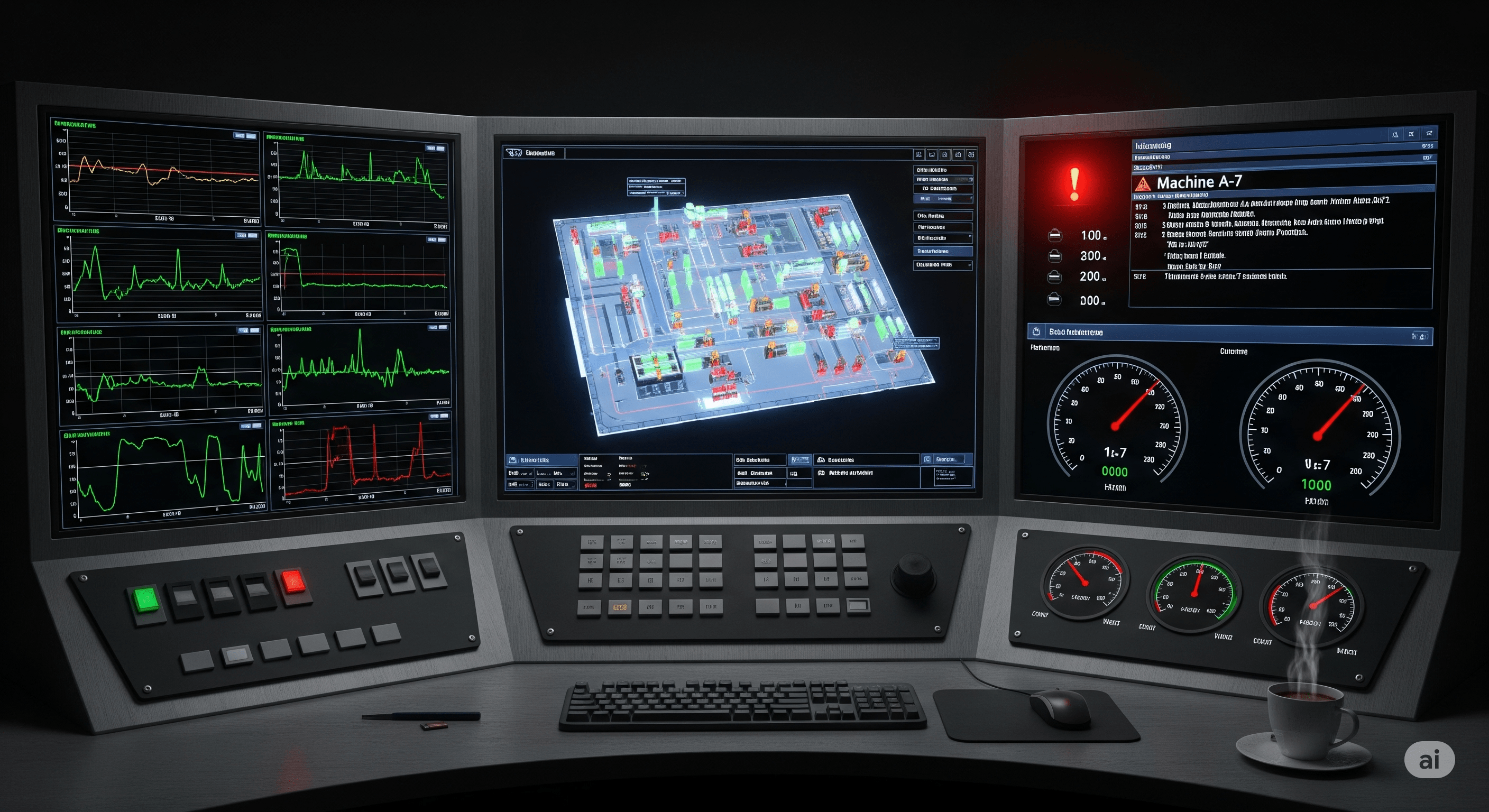 Dashboard showing industrial machine metrics